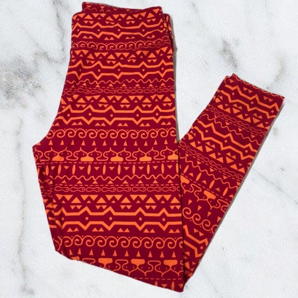 LuLaRoe Pants - Lularoe Pink/Orange Geometric Tall Curvy Leggings